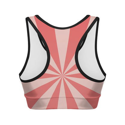 Pink Radial Rays Print Women's Sports Bra