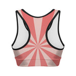 Pink Radial Rays Print Women's Sports Bra