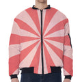 Pink Radial Rays Print Zip Sleeve Bomber Jacket