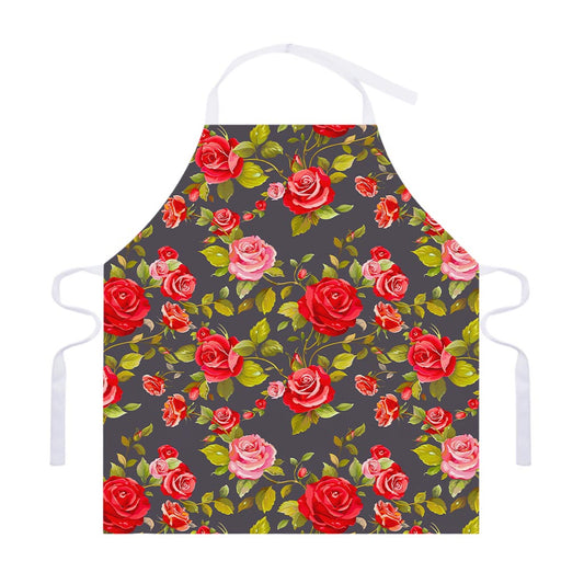 Pink Red Rose Floral Pattern Print Adjustable Apron