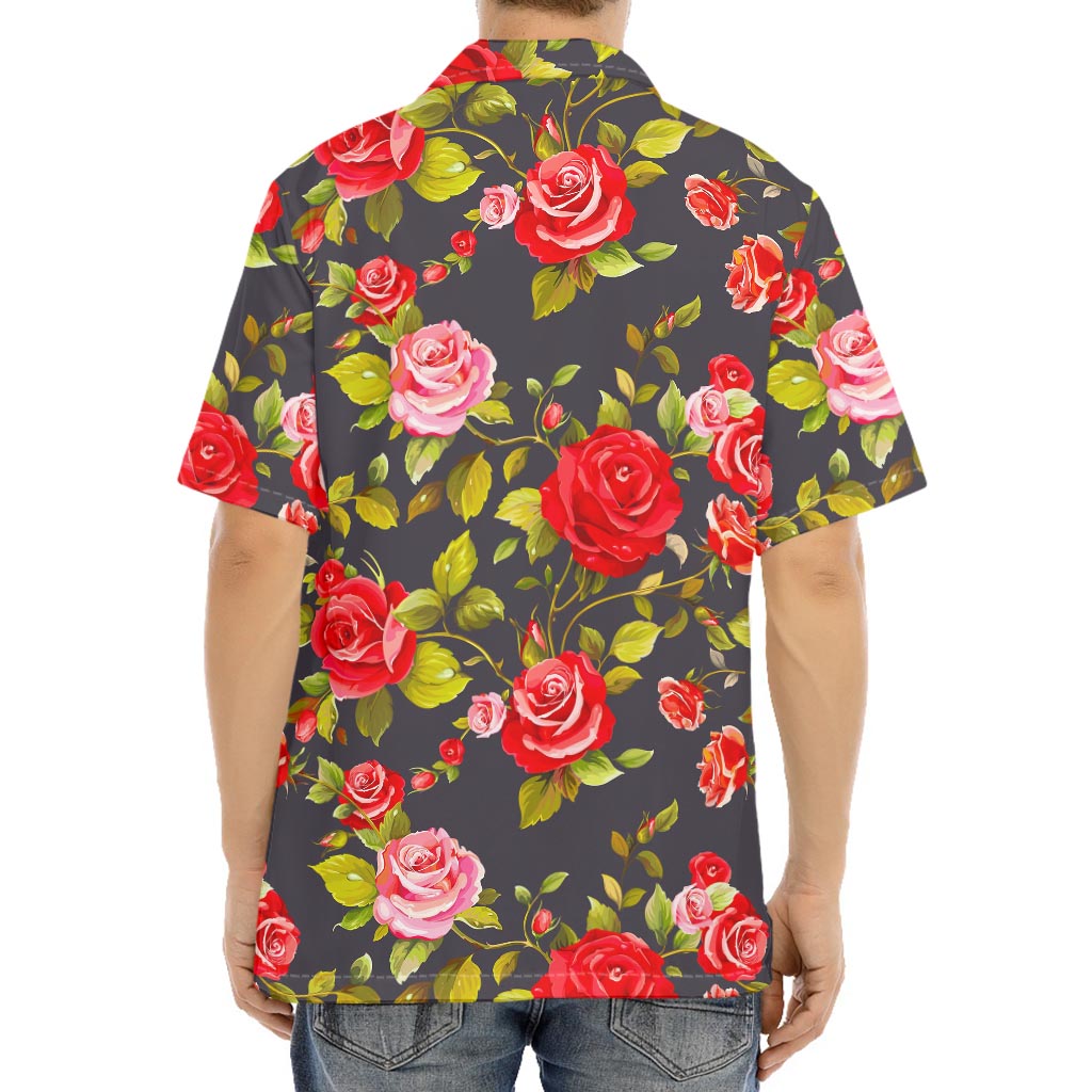 Pink Red Rose Floral Pattern Print Aloha Shirt