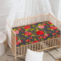 Pink Red Rose Floral Pattern Print Baby Crib Sheet