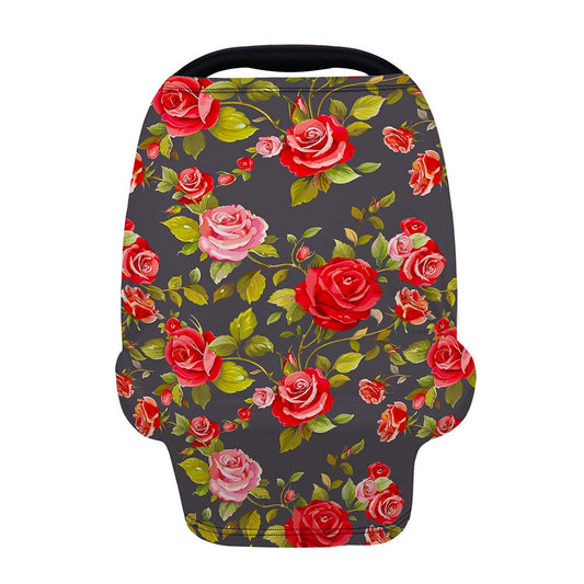 Pink Red Rose Floral Pattern Print Baby Seat Cover