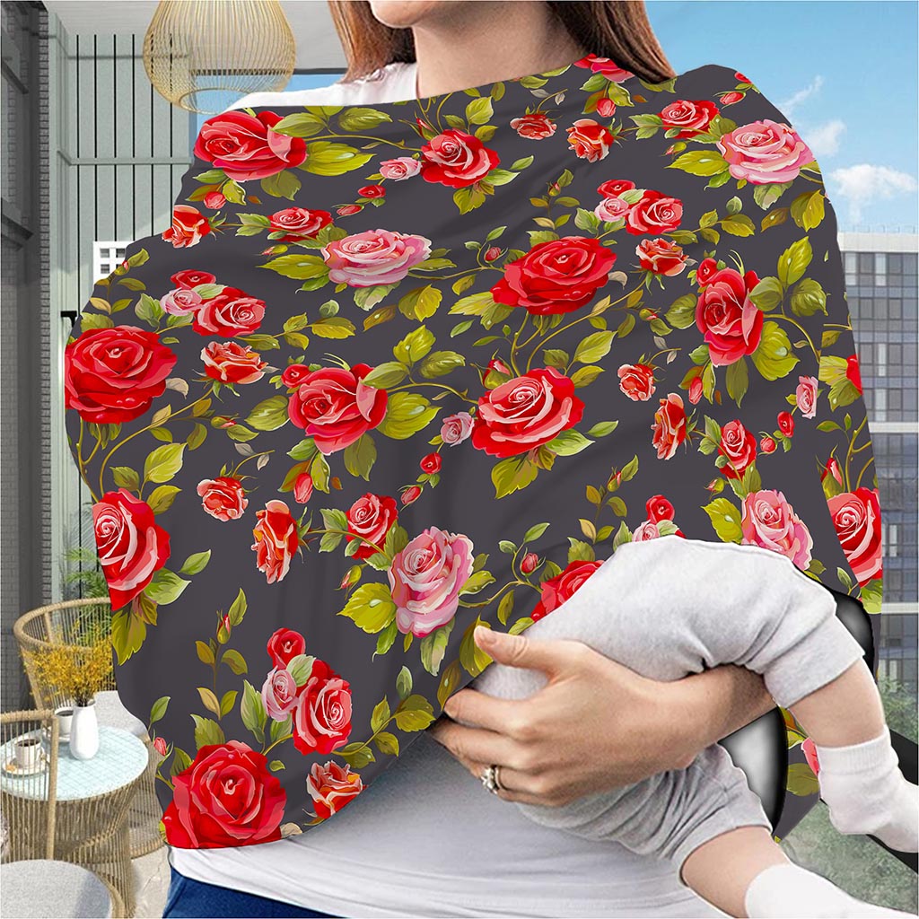 Pink Red Rose Floral Pattern Print Baby Seat Cover