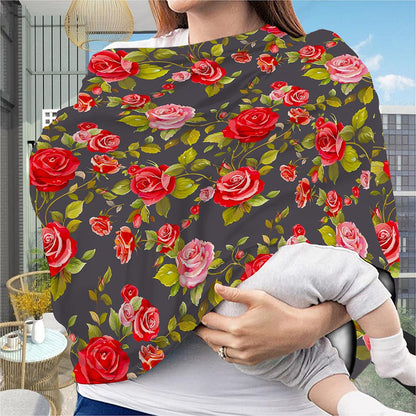 Pink Red Rose Floral Pattern Print Baby Seat Cover