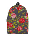 Pink Red Rose Floral Pattern Print School Backpack