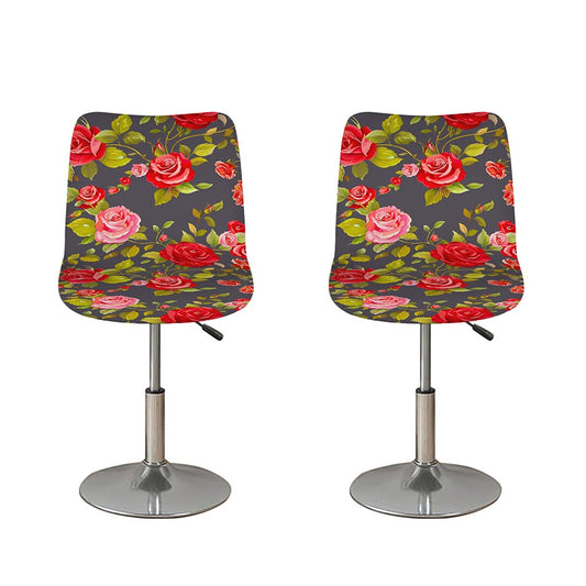 Pink Red Rose Floral Pattern Print Bar Stool Covers