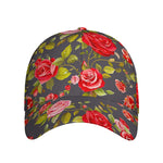 Pink Red Rose Floral Pattern Print Baseball Cap