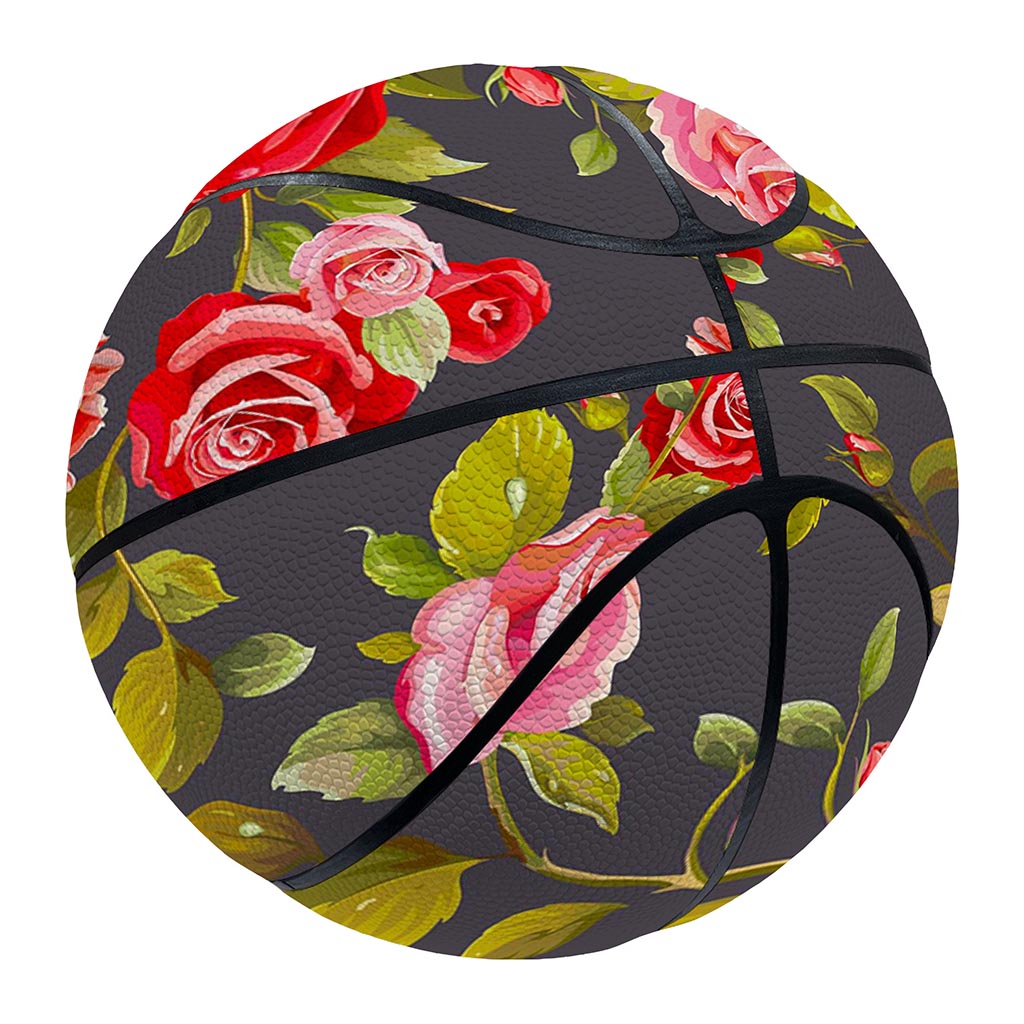 Pink Red Rose Floral Pattern Print Basketball