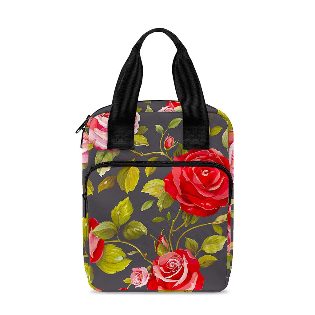 Pink Red Rose Floral Pattern Print Bible Tote Bag