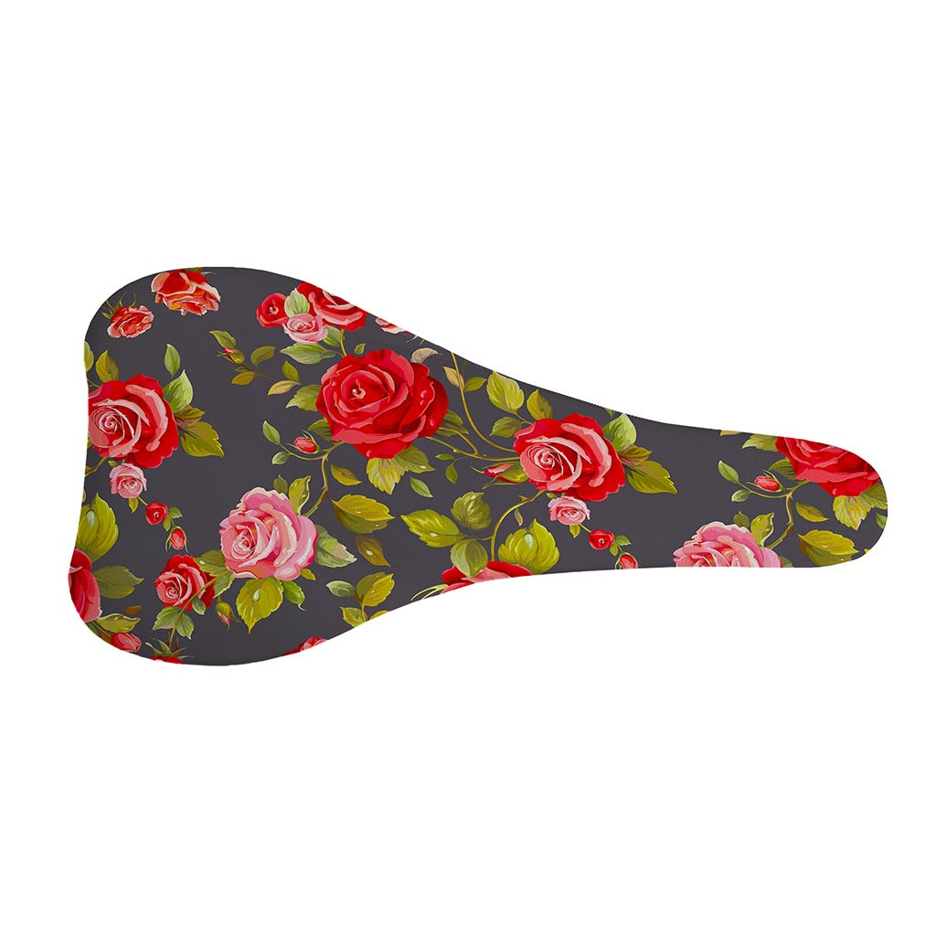 Pink Red Rose Floral Pattern Print Bicycle Seat Cover