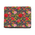 Pink Red Rose Floral Pattern Print Bifold Wallet