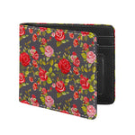 Pink Red Rose Floral Pattern Print Bifold Wallet