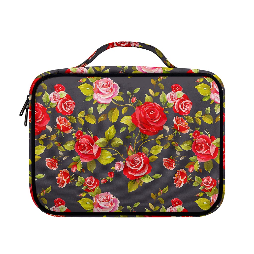 Pink Red Rose Floral Pattern Print Briefcase Bible Bag