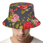 Pink Red Rose Floral Pattern Print Bucket Hat