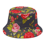 Pink Red Rose Floral Pattern Print Bucket Hat