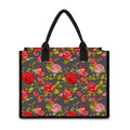 Pink Red Rose Floral Pattern Print Canvas Tote Bag