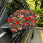 Pink Red Rose Floral Pattern Print Car Side Mirror Covers