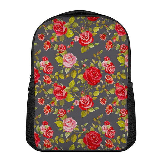 Pink Red Rose Floral Pattern Print Casual Backpack