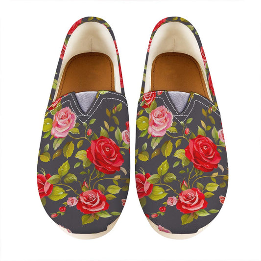 Pink Red Rose Floral Pattern Print Casual Shoes