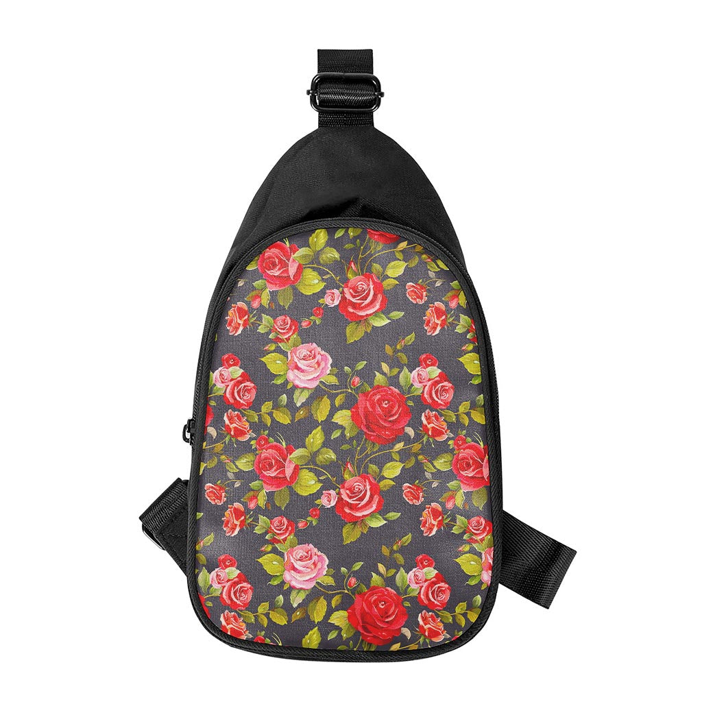 Pink Red Rose Floral Pattern Print Chest Bag
