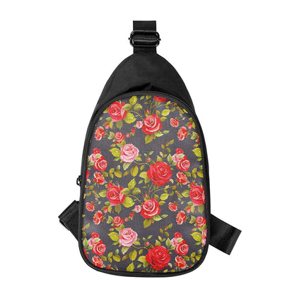 Pink Red Rose Floral Pattern Print Chest Bag