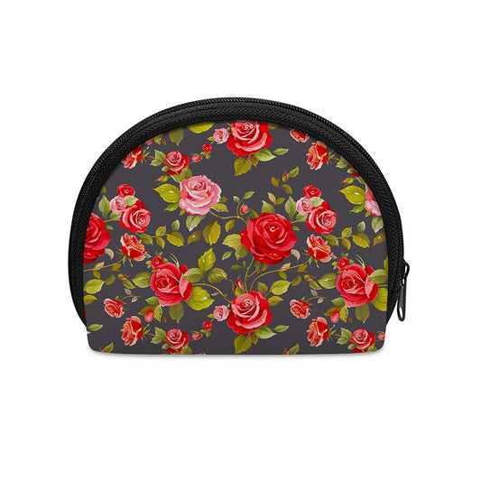 Pink Red Rose Floral Pattern Print Coin Purse