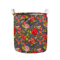 Pink Red Rose Floral Pattern Print Collapsible Laundry Basket