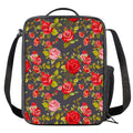 Pink Red Rose Floral Pattern Print Crossbody Lunch Bag