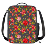 Pink Red Rose Floral Pattern Print Crossbody Lunch Bag