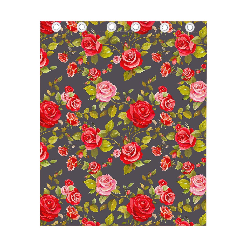 Pink Red Rose Floral Pattern Print Curtain