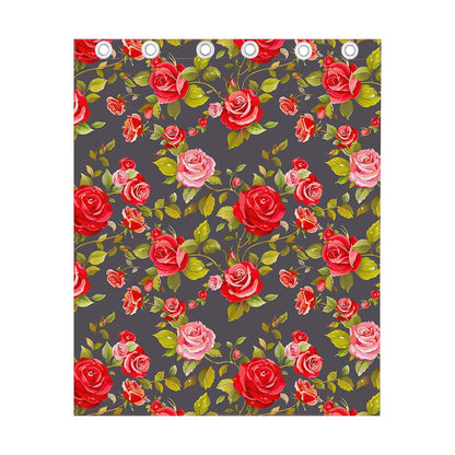 Pink Red Rose Floral Pattern Print Curtain