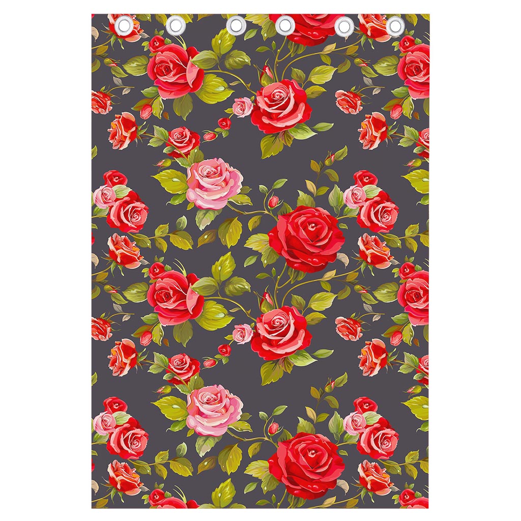 Pink Red Rose Floral Pattern Print Curtain