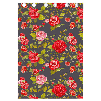 Pink Red Rose Floral Pattern Print Curtain