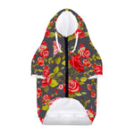 Pink Red Rose Floral Pattern Print Dog Zip Up Hoodie