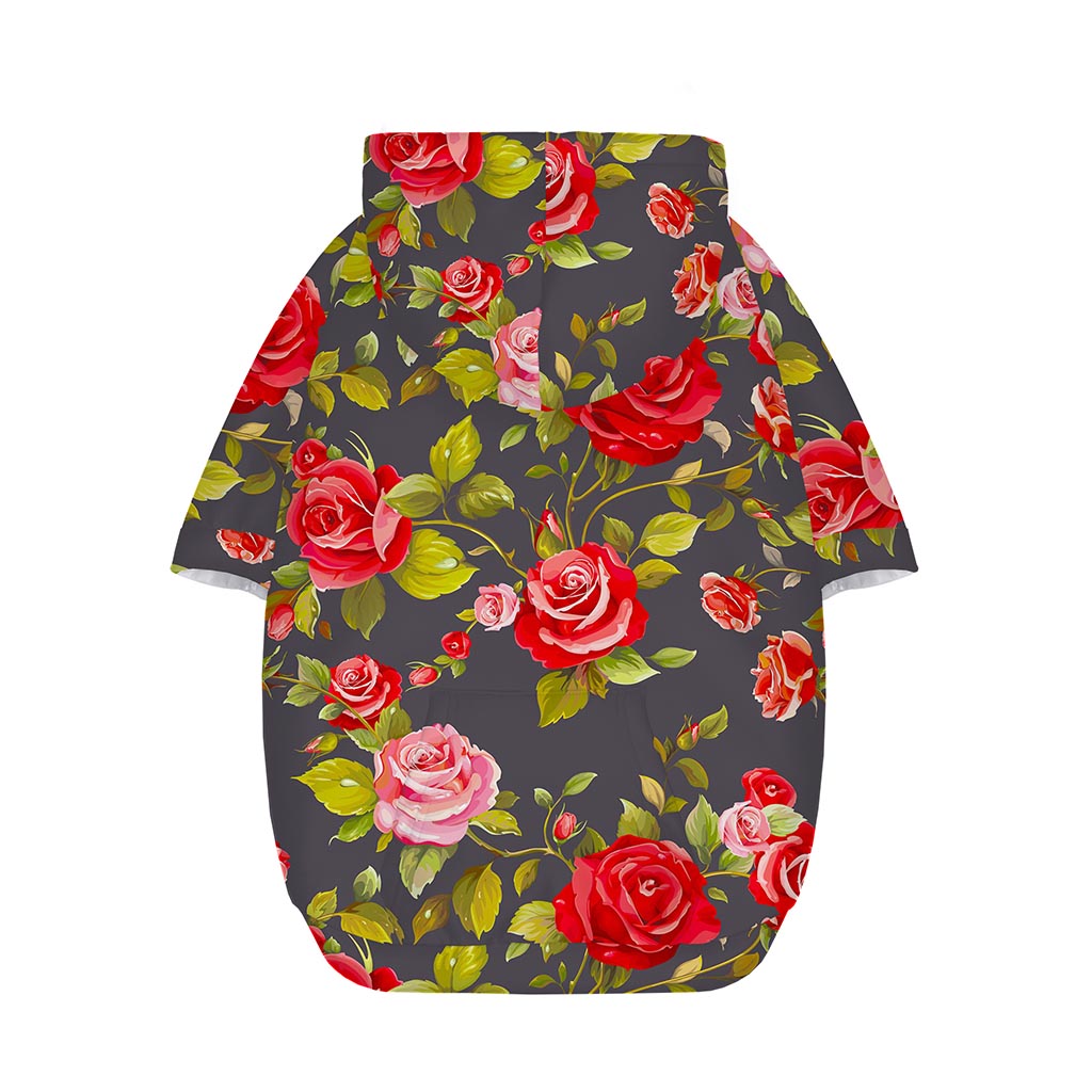 Pink Red Rose Floral Pattern Print Dog Zip Up Hoodie