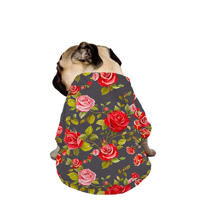 Pink Red Rose Floral Pattern Print Dog Zip Up Jacket