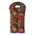 Pink Red Rose Floral Pattern Print Double Neoprene Wine Tote