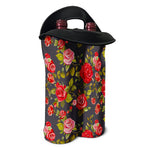 Pink Red Rose Floral Pattern Print Double Neoprene Wine Tote