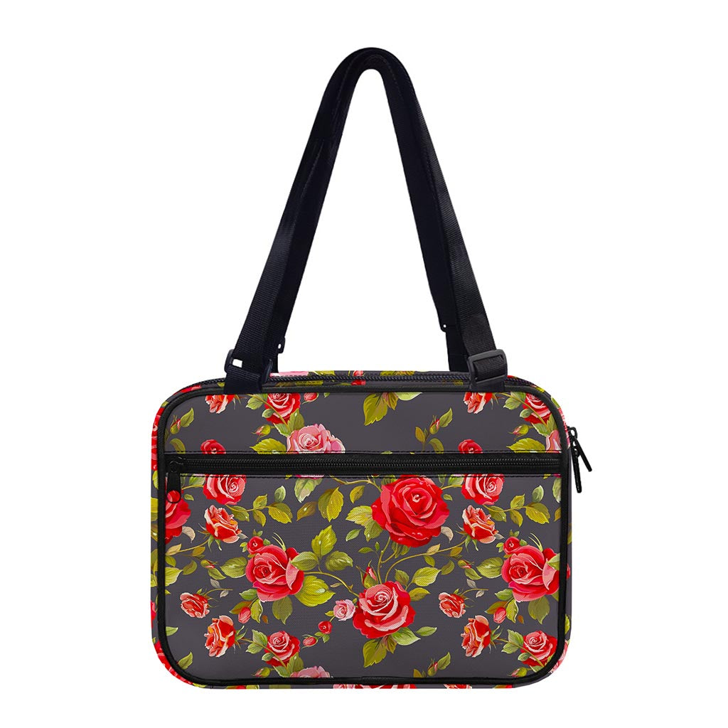 Pink Red Rose Floral Pattern Print Double Strap Bible Bag