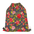 Pink Red Rose Floral Pattern Print Drawstring Bag