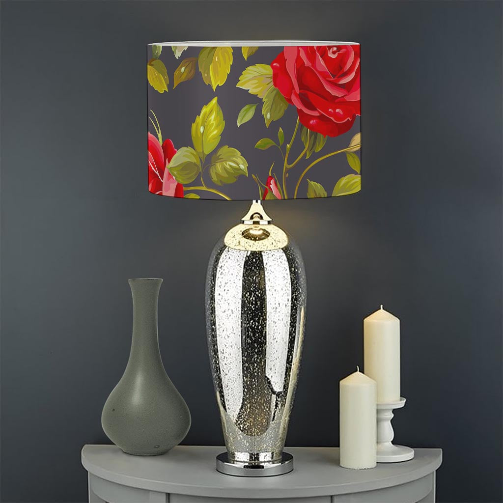 Pink Red Rose Floral Pattern Print Drum Lamp Shade