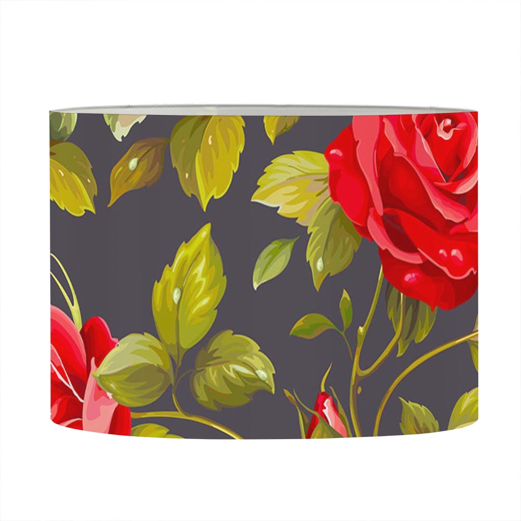 Pink Red Rose Floral Pattern Print Drum Lamp Shade