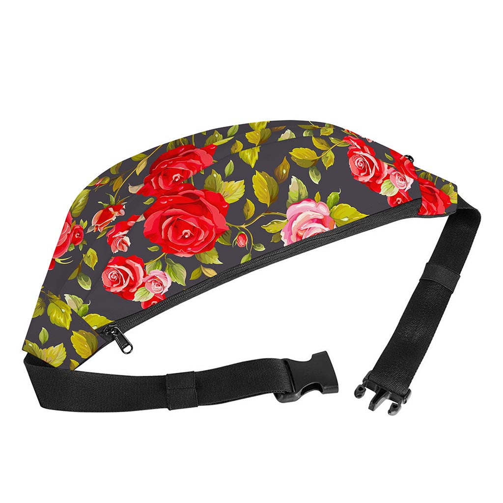 Pink Red Rose Floral Pattern Print Fanny Pack