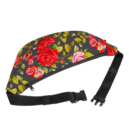Pink Red Rose Floral Pattern Print Fanny Pack