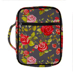 Pink Red Rose Floral Pattern Print Front Pocket Bible Bag
