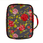 Pink Red Rose Floral Pattern Print Front Pocket Bible Bag