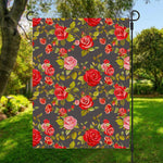 Pink Red Rose Floral Pattern Print Garden Flag