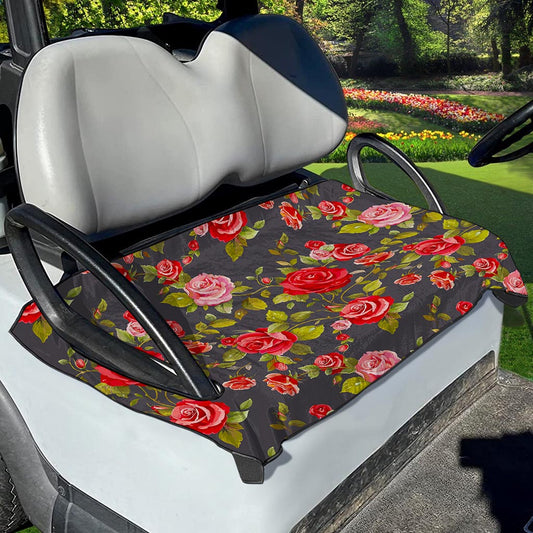 Pink Red Rose Floral Pattern Print Golf Cart Seat Cover