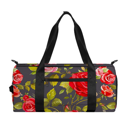 Pink Red Rose Floral Pattern Print Gym Bag